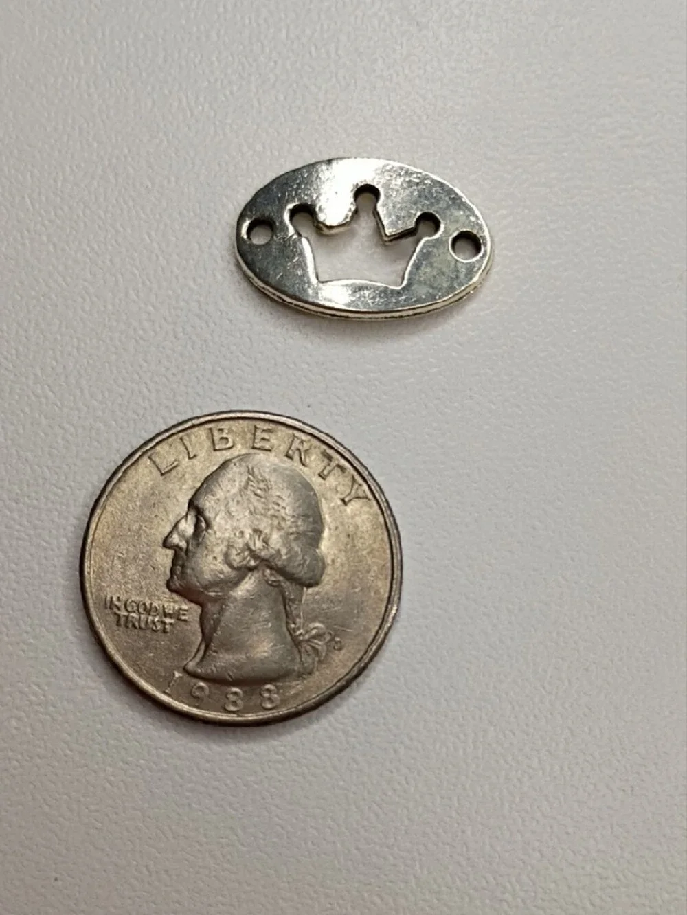 Silver Crown Accent Princess Pendant Charm